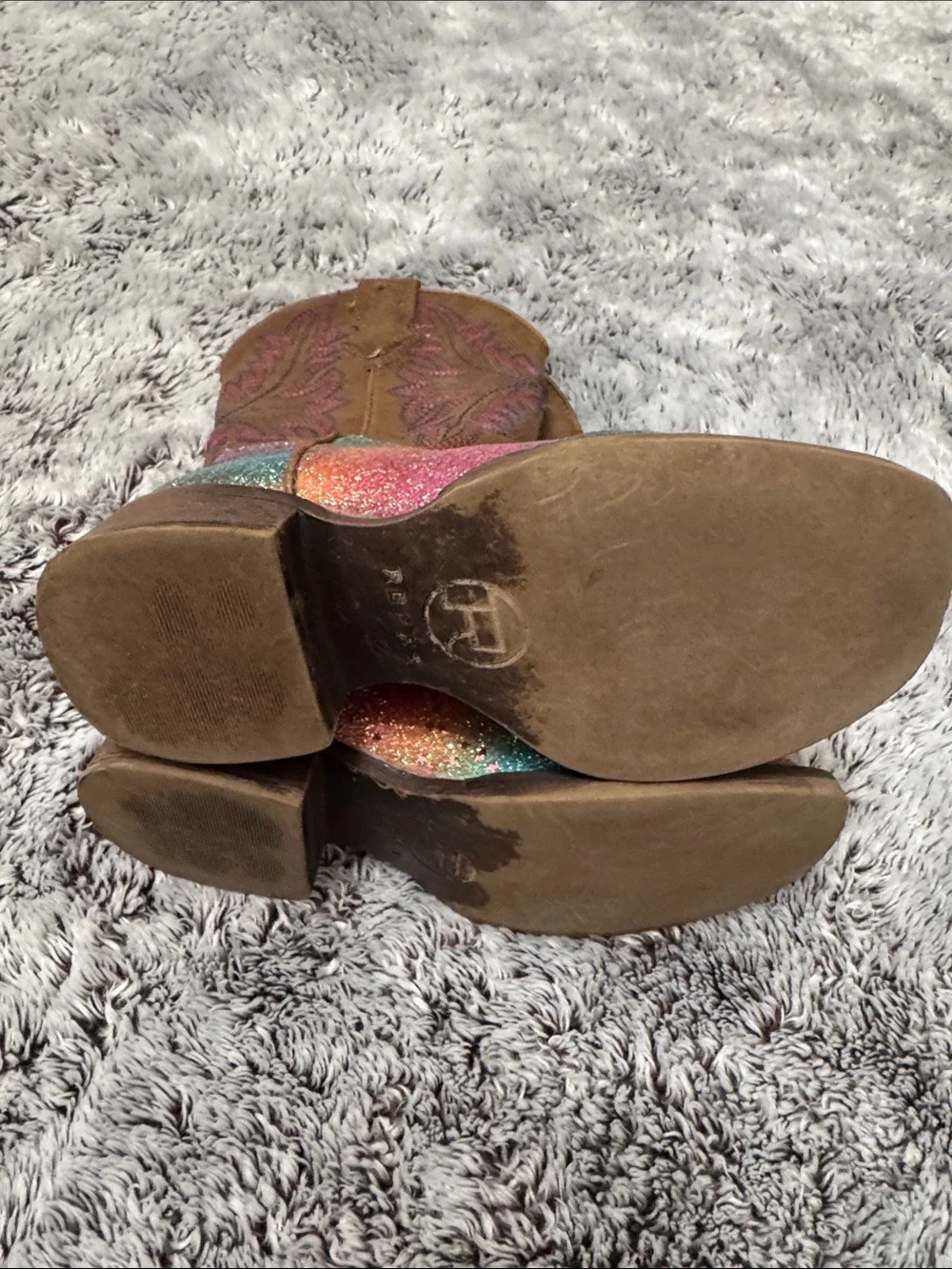 Roper Little Girls 9 Glitter Rainbow Western Cowgirl Boots Sparkle Colorful